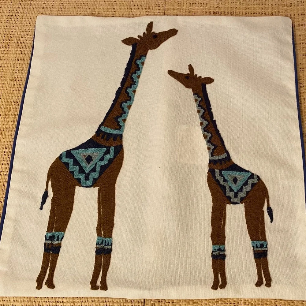 Giraffe Throw Pillow Cover Embroidery Giraffe Cover New